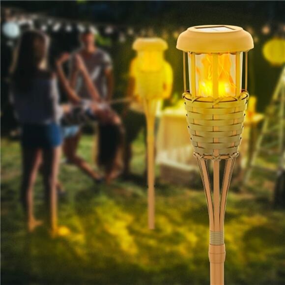 Flickering Flames Solar Powered Lights-Upgraded Solar Torches Waterproof Outdoor - Picture 2 of 6
